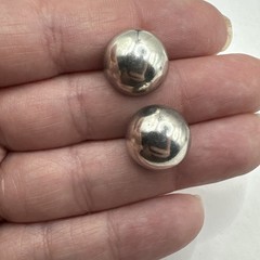 Vintage Sterling Silver Large Round Domed Stud Earrings 925