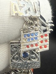 Sterling Silver 925 September 11 Memorial Charm Bracelet 7 Inches 54.4 Grams