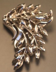Vintage Trifari Pat Pend Rhinestone Cascading Bouquet Brooch Silver Pin
