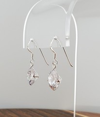 VTG 925 Lead Crystal 1in Drop Earrings Sterling Silver 2gtw Brilliant Faceted