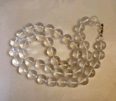 Vintage Clear Iridescent Plastic Lucite Bead Necklace