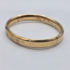 1912 Antique 14k Gold Filled Hinged Bangle Bracelet 7.5″ – Mono, Anna AKR
