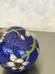 Lot Of 2 Vintage Large Chinese Cloisonne Enamel Focal Bead with Flowers 1 1/2”