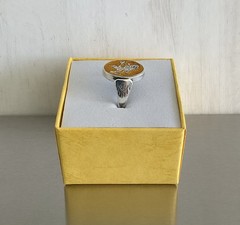 Vintage Siam Niello Ring Double Side Flip Reverse Black/Yellow 925 Silver Size 5