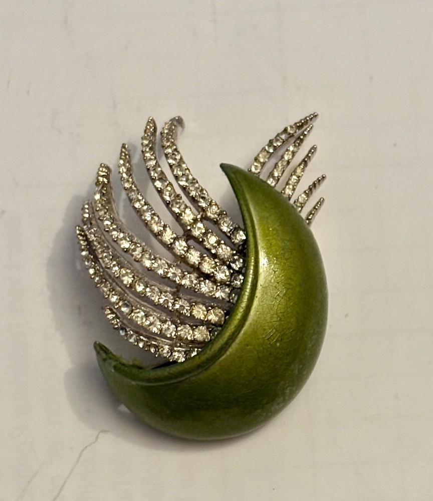 Vintage Metal Rhinestone Enamel? Brooch