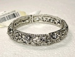 Charter Club Stretchable Bracelet Silver Tone Floral And Crystals From Macy’s