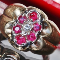 14k Yellow Gold 0.56ct Natural Diamond Sz 8 Ring Ruby Vintage Heated 6.37g N3078