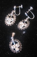 Vintage Sorrento Sterling Silver Filigree Pendant Earring Set
