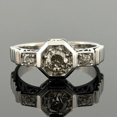 Vintage 14K White Gold Old European Cut Diamond Ring 0.60 CTW Size 6.25 Estate