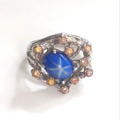 Vintage Estate 18k White Gold HGE Uncas Ring Star Rhinestone Ring