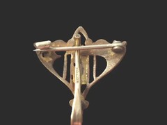 1800s, Victorian, Hayward, Gold Filled, Neoclassical Shield, Watch Fob, Vest Pin