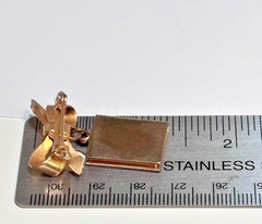 Vintage 1940s Sweetheart Bow Book Locket Brooch Pin Gold Tone Monogram M Photo
