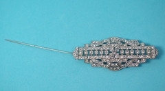 Art Deco Beauty Pot Metal Domed Pave Brooch/Pin 2.9″
