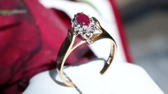 14k yellow gold ring 0.41ct natural diamond & treated ruby size 7 vintage 2.2gr