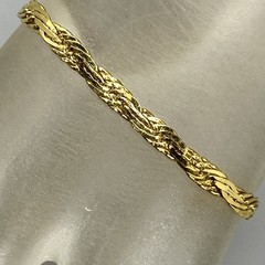 Gold Tone Flat Chain Woven Bracelet Textured Fold Over Clasp Everyday Work 7.25″
