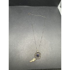 Vintage AGI Italy Signed Sterling Silver 925 Lapis Lazuli Dreamcatcher Necklace