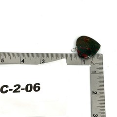 Vintage Bloodstone Jasper Heart Pendant Green Red Stone Silvertone Boho Charm
