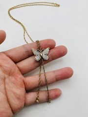 Vintage 1979 Avon Butterfly 17” Silver & Gold Tone Lariat Dangle Style Necklace