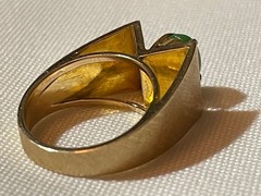 Vintage 14k Yellow Gold Nephrite Mid Century Ring Size 3.75 Weighs 6 Grams