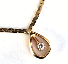 Vintage 14K 585 Uno A Erre w/ a Diamond Pendant Necklace 16″ 3.38gr C link Chain