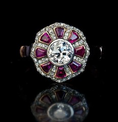 2Ct Art Deco Style Ruby Lab Created Diamond Engagement 14K Yellow Gold FN Ring