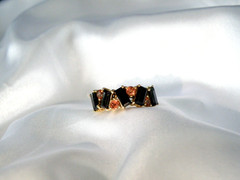 Sterling Silver 925 Gold on Art Deco Style Black Spinel Unique Ring Size 6