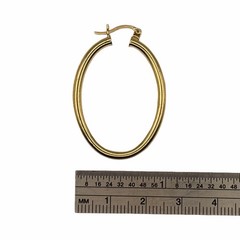 Vintage Classic 14k Gold Oval Shaped Pierced Hoop Earrings “ZZ 14k” 3.07 Grams