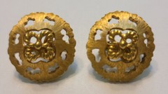 Signed Crown Trifari Textured Gold Tone Clip Earrings – 7/8 inch