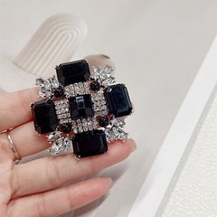 Baroque Rhinestone Brooch Pin for Women Men Vintage Rectangle Crystal Round B…