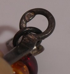 Vintage Hallmarked Poland Two Tone Amber 925 Sterling Silver Link Bracelet 7.5″