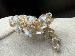 JULIANA D&E Book Piece AB Aurora Borealis Scooped Rhinestone Brooch Ref 1171 Vtg