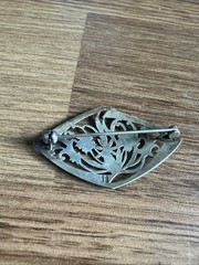 Vintage Norwegian 835 Silver Floral Openwork Brooch Art Nouveau Nordic Pin