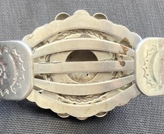 Vintage Bracelet Nickel Silver Faux Turquoise Cuff Stamped BELL TRADING POST