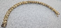 Vintage Gold Tone Tennis Bracelet With Multi Colored Stones 7.5″