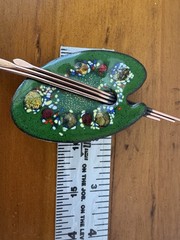 Vtg. 1950’s Matisse Renoir Artist’s Palette Enamel Copper Brooch Pin 4.25″