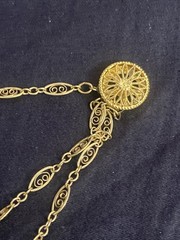 Vtg 14k Gold Vermeil Sterling Silver Triple Strand Filigree Link Necklace 19”
