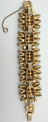 Juliana D&E Book Piece Brown Coffin Rhinestone Gold Bracelet & Clip-On Earrings