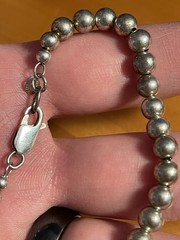 Vintage Sterling Silver 925 Bead Beaded Ball Bracelet 8 In Long READ