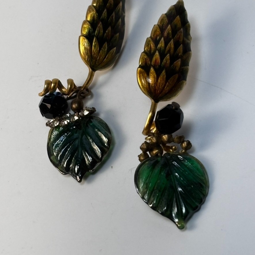 Vintage Earrings Floral Leaves Intricate