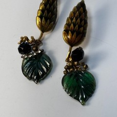 Vintage Earrings Floral Leaves Intricate