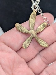 Vintage Alloy Enameled Metal Daisy Flower Pendant Rhinestone Center OOAK
