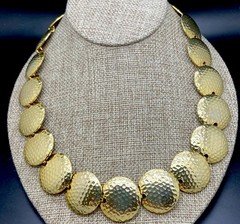 RJ Graziano Circular Hammered Disc 17″ TO 20″ Necklace Signed NEW