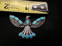 Southwest Style JTV™ Sleeping Beauty Turquoise Rhodium Over Silver Eagle *READ**