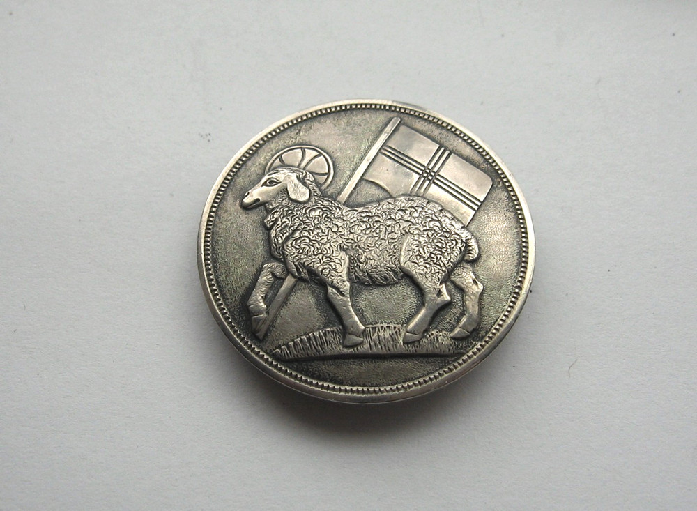 Vintage Large Moravian Seal Sterling Silver 1 1/4″ Brooch Pin 9.6 Grams