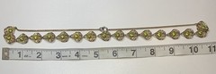 Vintage Gold Tone Necklace Filigree Petals With Lime Green Rhinestones 22”
