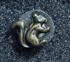 1 pair very cute Vintage 60s stud earrings of squirrel with glass eyes