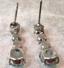 VTG Aquamarine Blue Topaz Cubic Zirconia 4-Tier Drop Dangle Pierced Earrings 2MM