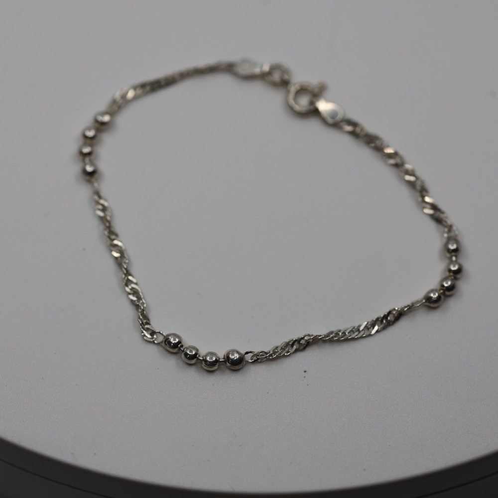 Twist Link Beaded Bracelet Sterling Silver