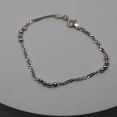Twist Link Beaded Bracelet Sterling Silver