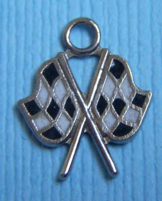 Vintage enamel racing flags sterling charm